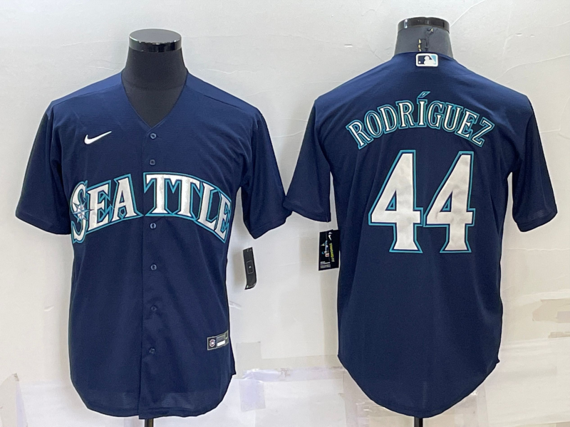 Men's Seattle Mariners #44 Julio Rodríguez Navy Cool Base Stitched Jersey 7 Men's Seattle Mariners #44 Julio Rodríguez Navy Cool Base Stitched Jersey 7