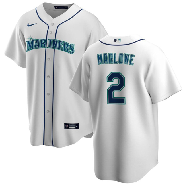 Men's Seattle Mariners #2 Cade Marlowe White Cool Base Stitched Jersey Men's Seattle Mariners #2 Cade Marlowe White Cool Base Stitched Jersey