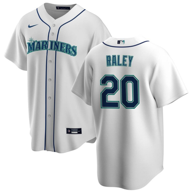 Men's Seattle Mariners #20 Luke Raley White Cool Base Stitched Jersey Men's Seattle Mariners #20 Luke Raley White Cool Base Stitched Jersey