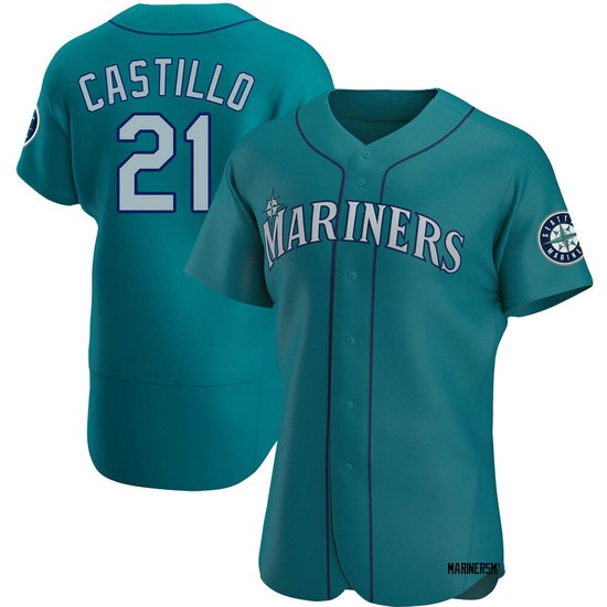 Mens Seattle Mariners #21 Luis Castillo Authentic Aqua Alternate Jerseys Mens Seattle Mariners #21 Luis Castillo Authentic Aqua Alternate Jerseys