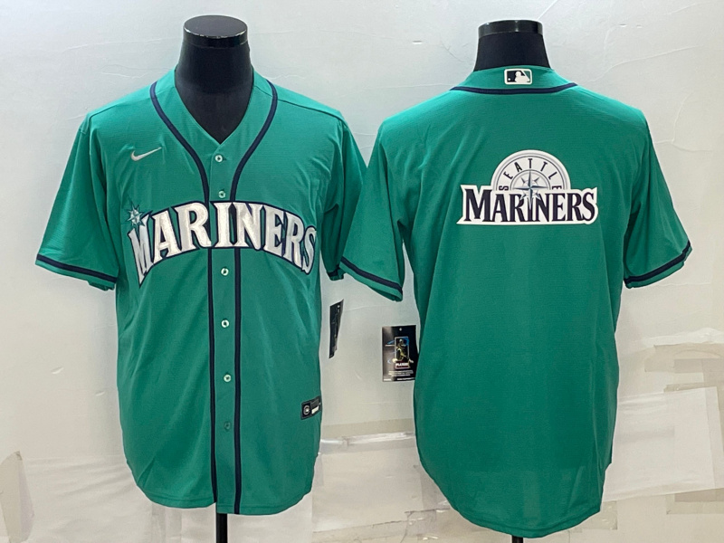Men's Seattle Mariners Aqua Team Big Logo Cool Base Stitched Jersey Men's Seattle Mariners Aqua Team Big Logo Cool Base Stitched Jersey