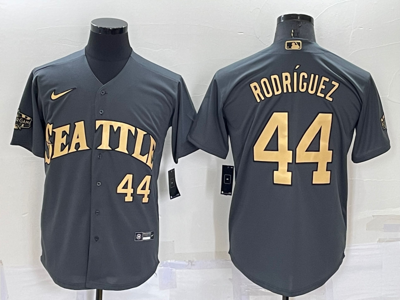 Men's Seattle Mariners #44 Julio Rodriguez Number Grey 2022 All Star Stitched Cool Base Nike Jersey Men's Seattle Mariners #44 Julio Rodriguez Number Grey 2022 All Star Stitched Cool Base Nike Jersey