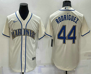 Men's Seattle Mariners #44 Julio Rodriguez Cream Stitched MLB Cool Base Nike Jersey Men's Seattle Mariners #44 Julio Rodriguez Cream Stitched MLB Cool Base Nike Jersey