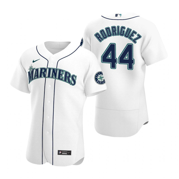 Men's Seattle Mariners 44 Julio Rodríguez White Flex Base Stitched Jersey Men's Seattle Mariners 44 Julio Rodríguez White Flex Base Stitched Jersey