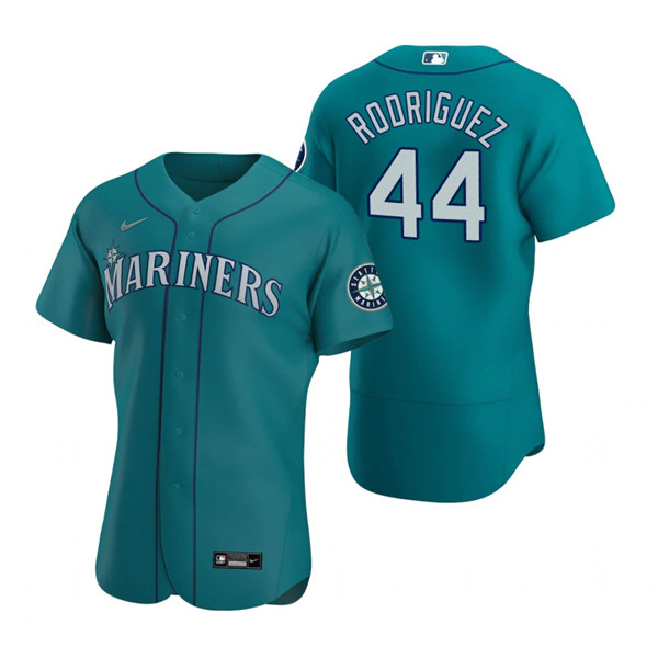 Men's Seattle Mariners #44 Julio Rodríguez Aqua Flex Base Stitched Jersey Men's Seattle Mariners #44 Julio Rodríguez Aqua Flex Base Stitched Jersey