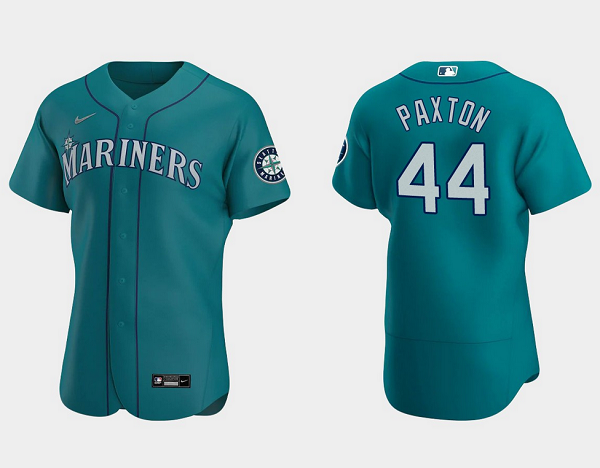 Men's Seattle Mariners #44 James Paxton Aqua Flex Base Stitched Jersey Men's Seattle Mariners #44 James Paxton Aqua Flex Base Stitched Jersey