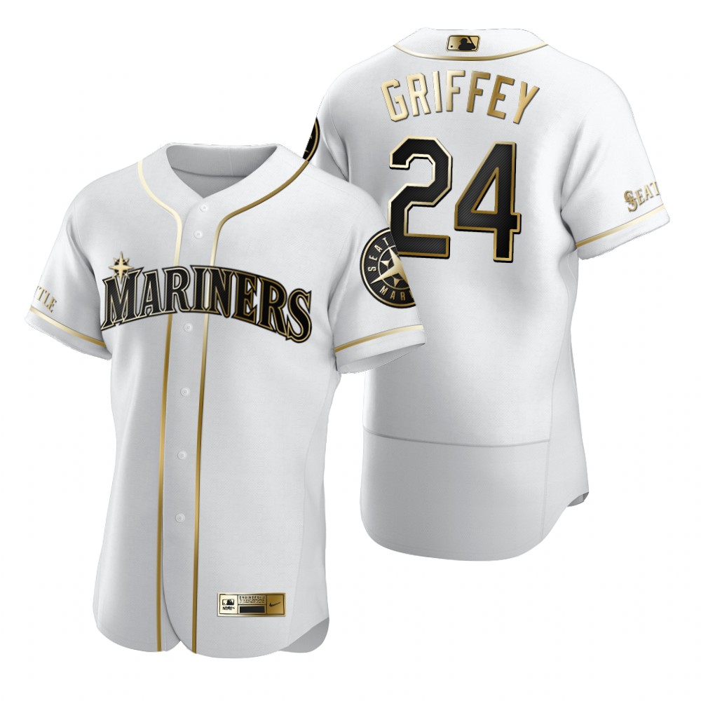 Seattle Mariners #24 Ken Griffey Jr. White Nike Men's Authentic Golden Edition MLB Jersey Seattle Mariners #24 Ken Griffey Jr. White Nike Men's Authentic Golden Edition MLB Jersey