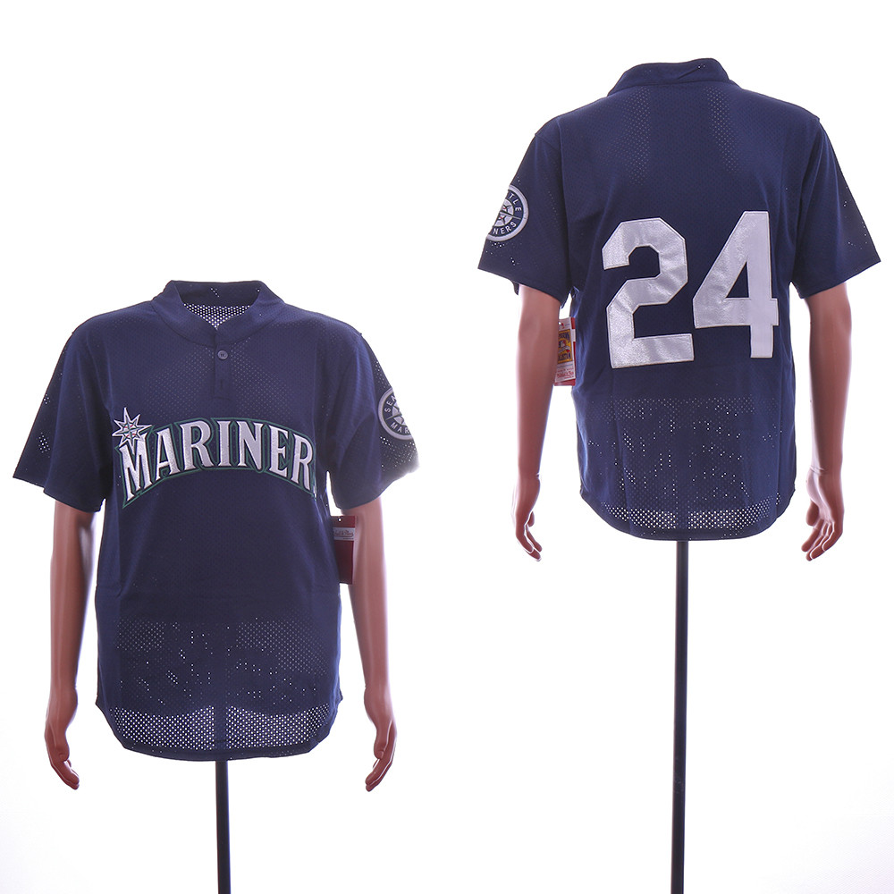 Mariners 24 Ken Griffey Jr. Navy Mesh Throwback Jersey Mariners 24 Ken Griffey Jr. Navy Mesh Throwback Jersey