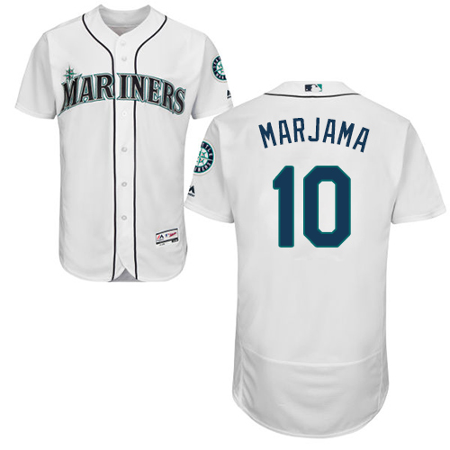 Mariners #10 Mike Marjama White Flexbase Authentic Collection Stitched Baseball Jersey Mariners #10 Mike Marjama White Flexbase Authentic Collection Stitched Baseball Jersey