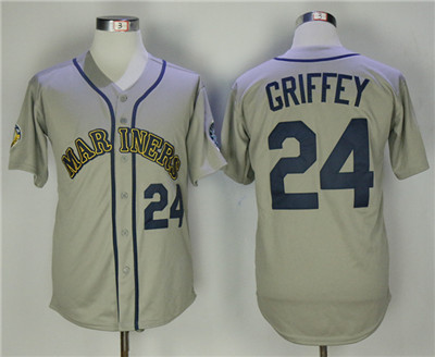 Mariners 24 Ken Griffey Jr. Gray Throwback Jersey Mariners 24 Ken Griffey Jr. Gray Throwback Jersey