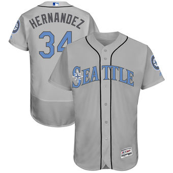 Men's Seattle Mariners Felix Hernandez Majestic Gray Father's Day FlexBase Jersey Men's Seattle Mariners Felix Hernandez Majestic Gray Father's Day FlexBase Jersey