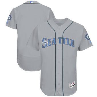 Men's Seattle Mariners Majestic Gray Father's Day FlexBase Team Jersey Men's Seattle Mariners Majestic Gray Father's Day FlexBase Team Jersey