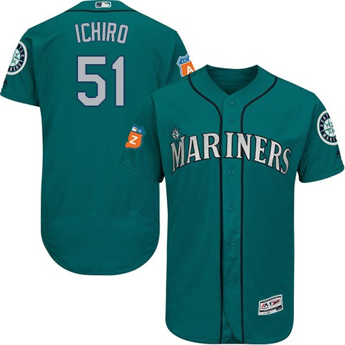 Mariners #51 Ichiro Suzuki Green Flexbase Authentic Collection Stitched MLB Jersey Mariners #51 Ichiro Suzuki Green Flexbase Authentic Collection Stitched MLB Jersey