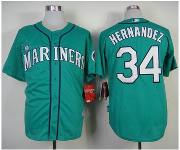Seattle Mariners #34 Felix Hernandez Green Cool Base Stitched Baseball Jersey Seattle Mariners #34 Felix Hernandez Green Cool Base Stitched Baseball Jersey