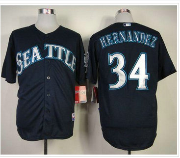Seattle Mariners #34 Felix Hernandez Navy Blue Cool Base Baseball Jersey Seattle Mariners #34 Felix Hernandez Navy Blue Cool Base Baseball Jersey