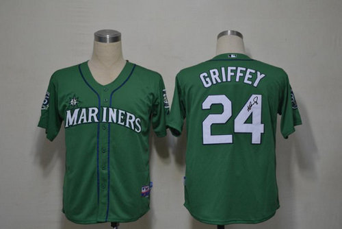 Seattle Mariners 24 Ken Griffey Green Cool Base MLB Signed Jersey Seattle Mariners 24 Ken Griffey Green Cool Base MLB Signed Jersey