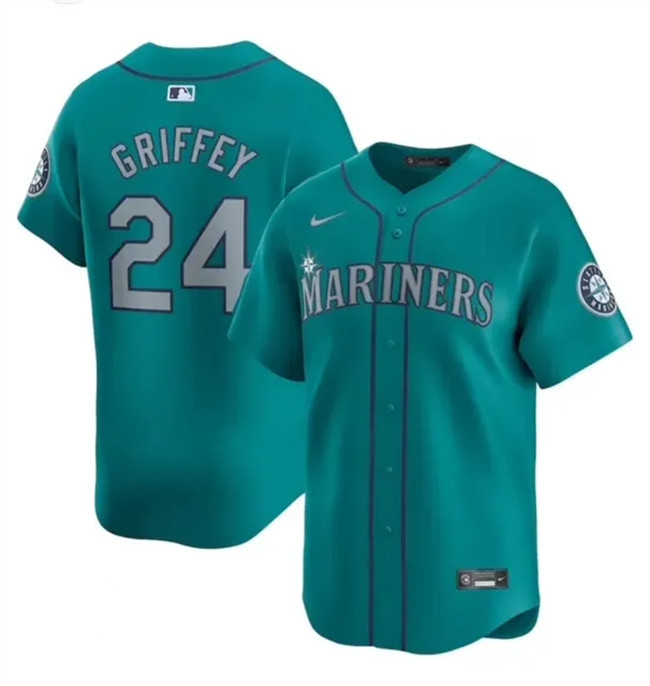 Men's Seattle Mariners #24 Ken Griffey Jr. Aqua Alternate Limited Stitched jersey Men's Seattle Mariners #24 Ken Griffey Jr. Aqua Alternate Limited Stitched jersey