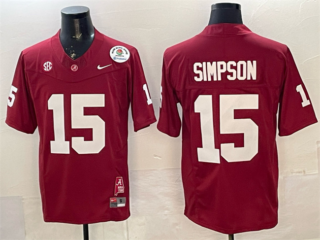 Men's Alabama Crimson Tide #15 Ty Simpson Red F.U.S.E. With Patch Stitched Football Jersey Men's Alabama Crimson Tide #15 Ty Simpson Red F.U.S.E. With Patch Stitched Football Jersey