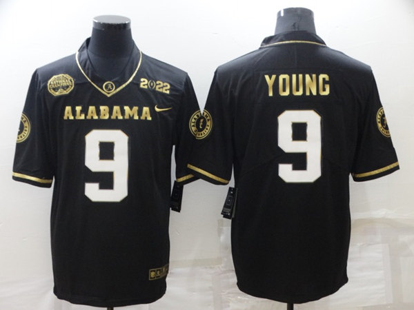 Men's Alabama Crimson Tide #9 Bryce Young 2022 Patch Black Gold Stitched Jersey Men's Alabama Crimson Tide #9 Bryce Young 2022 Patch Black Gold Stitched Jersey