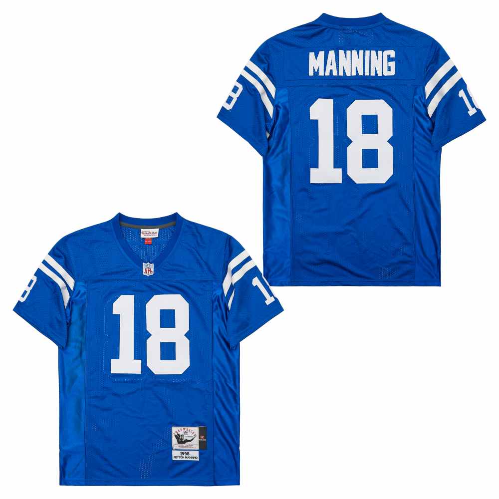 Men's Indianapolis Colts #18 Peyton Manning Blue Throwback Stitched Jersey