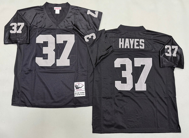 Men's Las Vegas Raiders #37 Lester Hayes Black Throwback Stitched Football Jersey Men's Las Vegas Raiders #37 Lester Hayes Black Throwback Stitched Football Jersey
