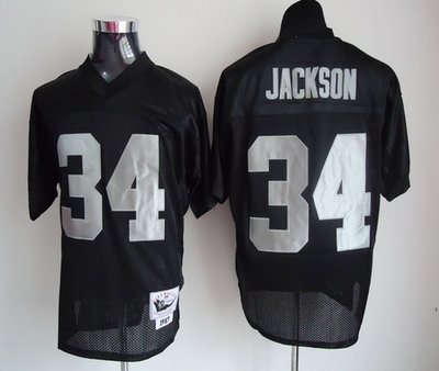 Men's Oakland Raiders #34 Bo Jackson Black Throwback Jersey