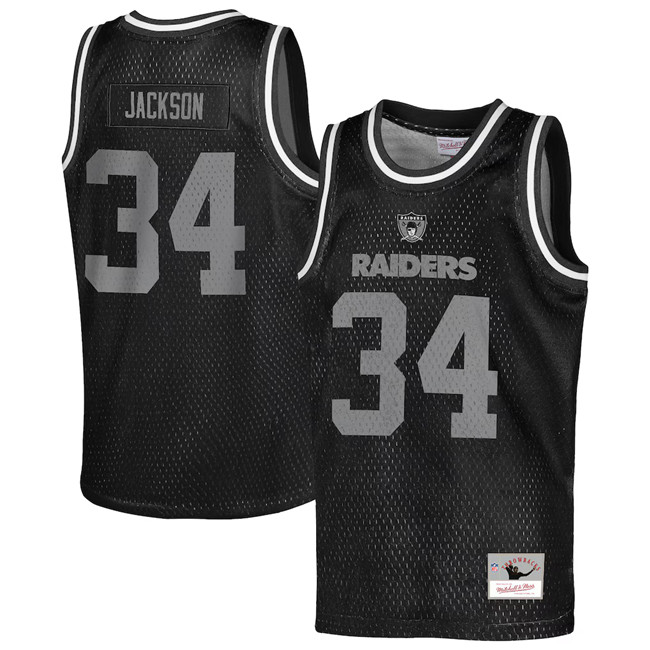 Men's Las Vegas Raiders #34 Bo Jackson Black Fashion Stitched Basketball Jersey