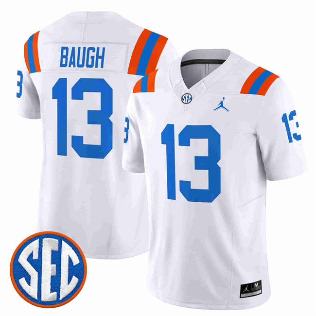 Men's Florida Gators #13 Jadan Baugh White '1960s Throwback' F.U.S.E. Vapor Limited Stitched Football Jersey Men's Florida Gators #13 Jadan Baugh White '1960s Throwback' F.U.S.E. Vapor Limited Stitched Football Jersey