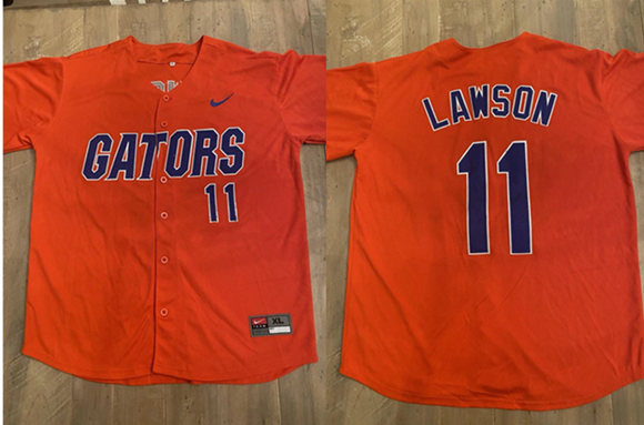 Men's Florida Gators #11 Brendan Lawson Orange Vapor Limited Stitched Jersey