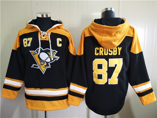 Men's Pittsburgh Penguins #87 Sidney Crosby Black Ageless Must-Have Lace-Up Pullover Men's Pittsburgh Penguins #87 Sidney Crosby Black Ageless Must-Have Lace-Up Pullover