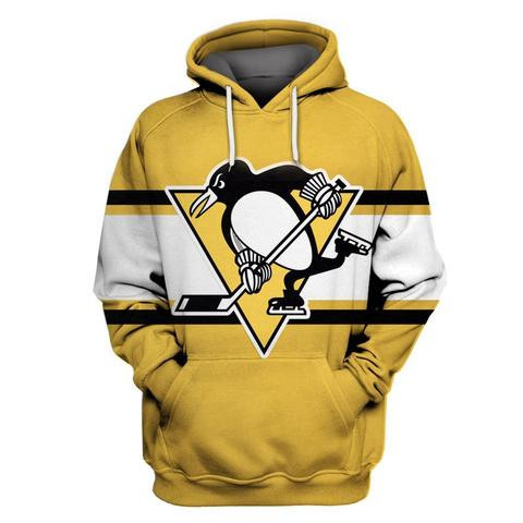 Penguins Gold All Stitched Hooded Sweatshirt Penguins Gold All Stitched Hooded Sweatshirt