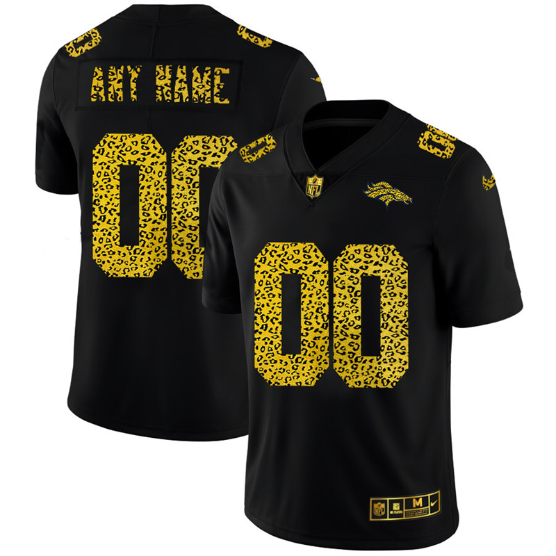 Denver Broncos Custom Men's Nike Leopard Print Fashion Vapor Limited NFL Jersey Black Denver Broncos Custom Men's Nike Leopard Print Fashion Vapor Limited NFL Jersey Black