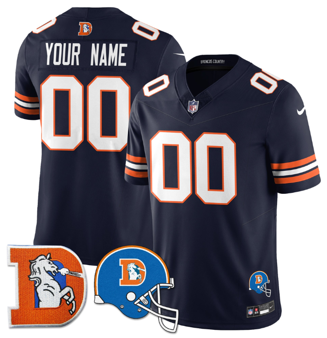 Men's Denver Broncos Active Player Custom Navy F.U.S.E. Throwback Vapor Limited Stitched Football Jersey Men's Denver Broncos Active Player Custom Navy F.U.S.E. Throwback Vapor Limited Stitched Football Jersey