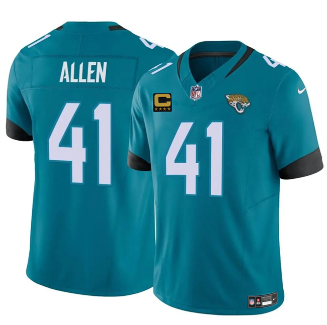Men's Jacksonville Jaguars #41 Josh Hines-Allen Teal 2025 F.U.S.E. With 4-Star C Patch Vapor Untouchable Limited Stitched Jersey Men's Jacksonville Jaguars #41 Josh Hines-Allen Teal 2025 F.U.S.E. With 4-Star C Patch Vapor Untouchable Limited Stitched Jersey