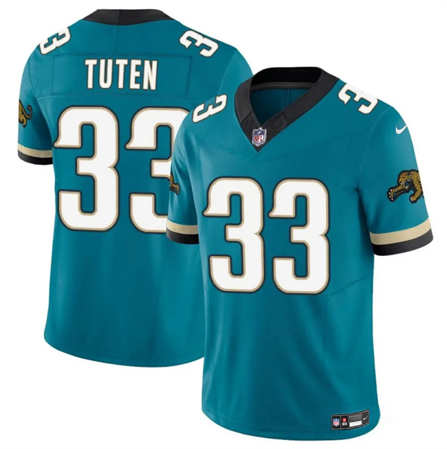 Men's Jacksonville Jaguars #33 Bhayshul Tuten Teal 2024 F.U.S.E. Prowler Throwback Vapor Limited Stitched Football Jersey Men's Jacksonville Jaguars #33 Bhayshul Tuten Teal 2024 F.U.S.E. Prowler Throwback Vapor Limited Stitched Football Jersey