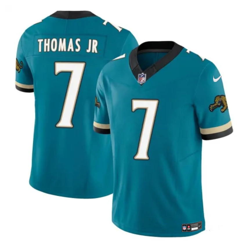 Men's Jacksonville Jaguars #7 Brian Thomas Jr Teal 2025 F.U.S.E. Prowler Throwback Vapor Limited Stitched Football Jersey Men's Jacksonville Jaguars #7 Brian Thomas Jr Teal 2025 F.U.S.E. Prowler Throwback Vapor Limited Stitched Football Jersey