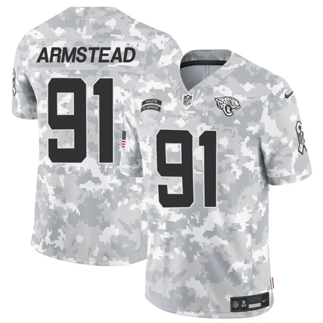 Men's Jacksonville Jaguars #91 Arik Armstead 2024 F.U.S.E Arctic Camo Salute To Service Limited Stitched Football Jersey Men's Jacksonville Jaguars #91 Arik Armstead 2024 F.U.S.E Arctic Camo Salute To Service Limited Stitched Football Jersey