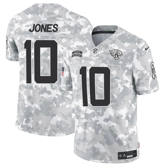 Men's Jacksonville Jaguars #10 Mac Jones 2024 F.U.S.E Arctic Camo Salute To Service Limited Stitched Football Jersey Men's Jacksonville Jaguars #10 Mac Jones 2024 F.U.S.E Arctic Camo Salute To Service Limited Stitched Football Jersey