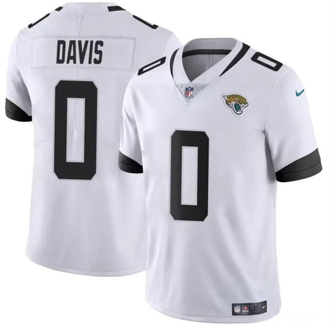 Men's Jacksonville Jaguars #0 Gabe Davis White Vapor Untouchable Limited Stitched Jersey Men's Jacksonville Jaguars #0 Gabe Davis White Vapor Untouchable Limited Stitched Jersey