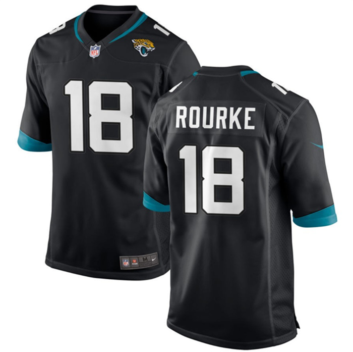 Men's Jacksonville Jaguars #18 Nathan Rourke Black Stitched Game Jersey Men's Jacksonville Jaguars #18 Nathan Rourke Black Stitched Game Jersey