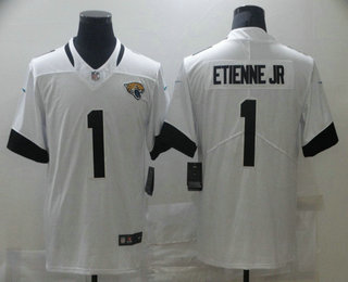 Men's Jacksonville Jaguars #1 Travis Etienne Jr White 2021 Vapor Untouchable Stitched NFL Nike Limited Jersey Men's Jacksonville Jaguars #1 Travis Etienne Jr White 2021 Vapor Untouchable Stitched NFL Nike Limited Jersey