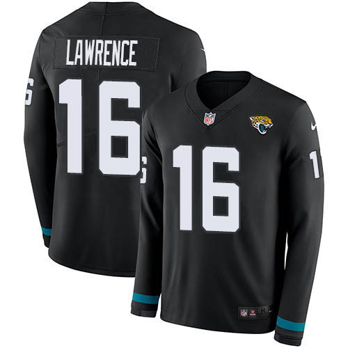 Nike Jaguars #16 Trevor Lawrence Black Team Color Men's Stitched NFL Limited Therma Long Sleeve Jersey Nike Jaguars #16 Trevor Lawrence Black Team Color Men's Stitched NFL Limited Therma Long Sleeve Jersey