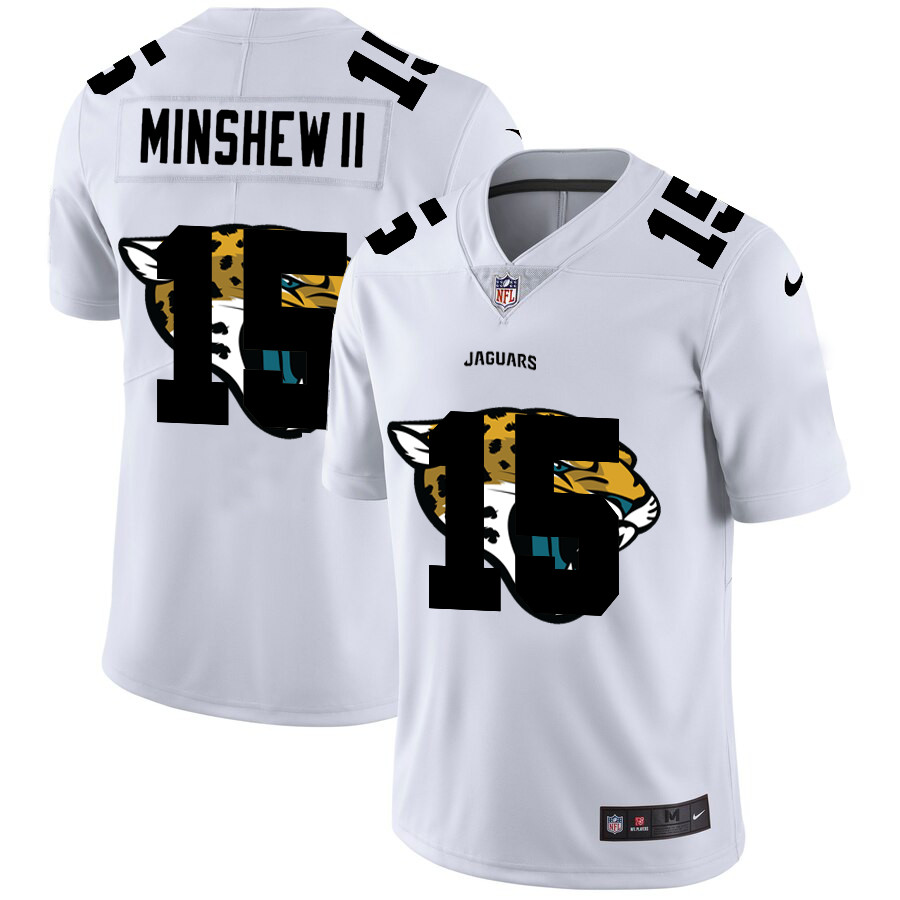 Jacksonville Jaguars #15 Gardner Minshew II White Men's Nike Team Logo Dual Overlap Limited NFL Jersey Jacksonville Jaguars #15 Gardner Minshew II White Men's Nike Team Logo Dual Overlap Limited NFL Jersey