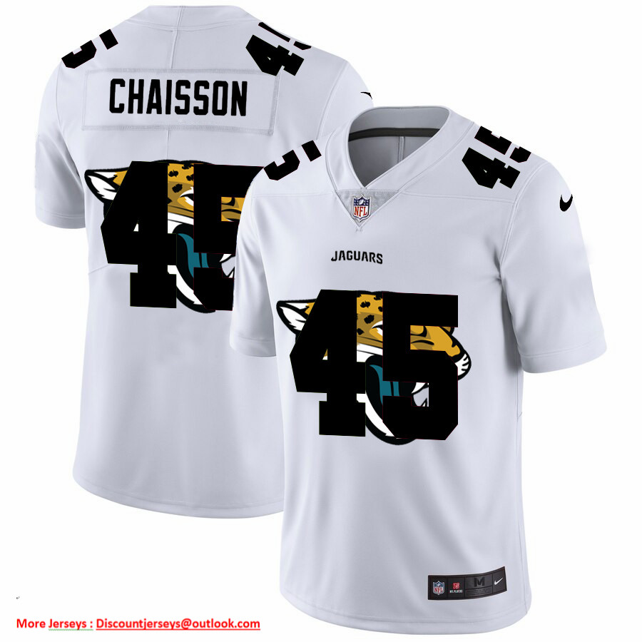 Jacksonville Jaguars #45 K'Lavon Chaisson White Men's Nike Team Logo Dual Overlap Limited NFL Jersey Jacksonville Jaguars #45 K'Lavon Chaisson White Men's Nike Team Logo Dual Overlap Limited NFL Jersey