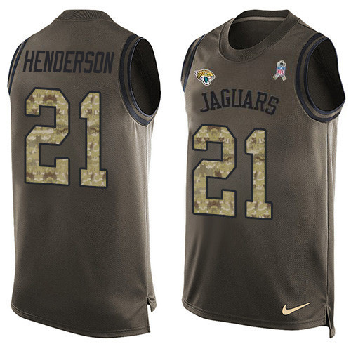 Nike Jaguars #21 C.J. Henderson Green Men's Stitched NFL Limited Salute To Service Tank Top Jersey Nike Jaguars #21 C.J. Henderson Green Men's Stitched NFL Limited Salute To Service Tank Top Jersey
