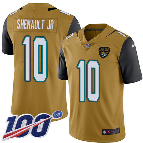 Nike Jaguars #10 Laviska Shenault Jr. Gold Men's Stitched NFL Limited Rush 100th Season Jersey Nike Jaguars #10 Laviska Shenault Jr. Gold Men's Stitched NFL Limited Rush 100th Season Jersey