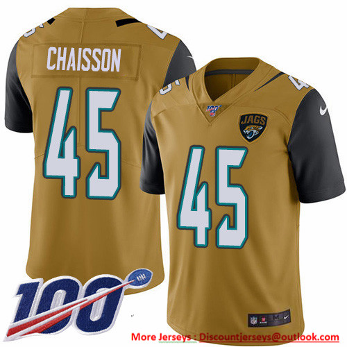 Nike Jaguars #45 K'Lavon Chaisson Gold Men's Stitched NFL Limited Rush 100th Season Jersey Nike Jaguars #45 K'Lavon Chaisson Gold Men's Stitched NFL Limited Rush 100th Season Jersey