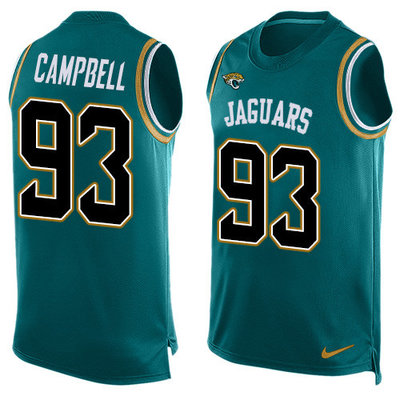 Nike Jaguars #93 Calais Campbell Teal Green Team Color Men's Stitched NFL Limited Tank Top Jersey Nike Jaguars #93 Calais Campbell Teal Green Team Color Men's Stitched NFL Limited Tank Top Jersey