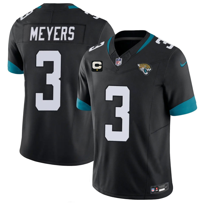 Men's Jacksonville Jaguars #3 Jakobi Meyers Black 2026 F.U.S.E. 1-Star C Patch Vapor Limited Stitched Football Jersey Men's Jacksonville Jaguars #3 Jakobi Meyers Black 2026 F.U.S.E. 1-Star C Patch Vapor Limited Stitched Football Jersey