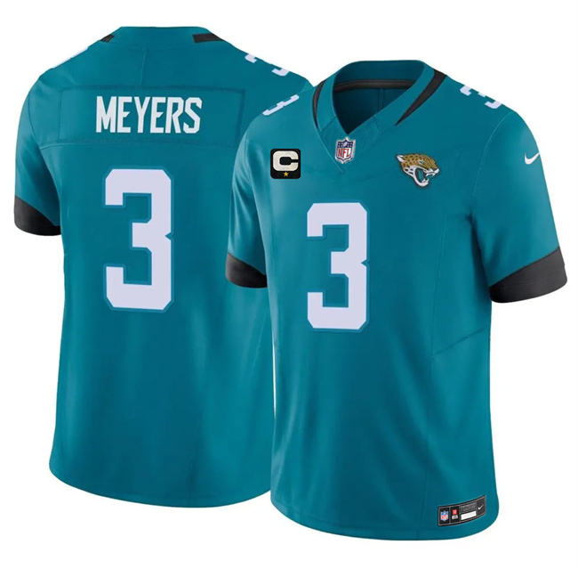 Men's Jacksonville Jaguars #3 Jakobi Meyers Teal 2026 F.U.S.E. 1-Star C Patch Vapor Limited Stitched Football Jersey